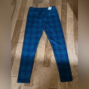 NWT Vineyard Vines Blue & Green Plaid High Waisted Leggings Kids Size XL (16)